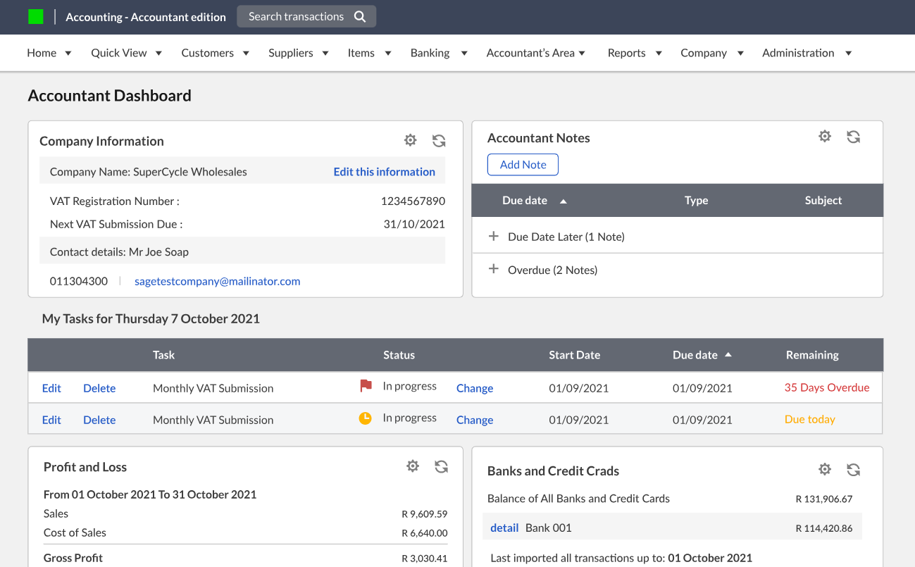 Sage Business Cloud Accounting screenshot - I 10 migliori software di contabilità per consulenti nel 2026
