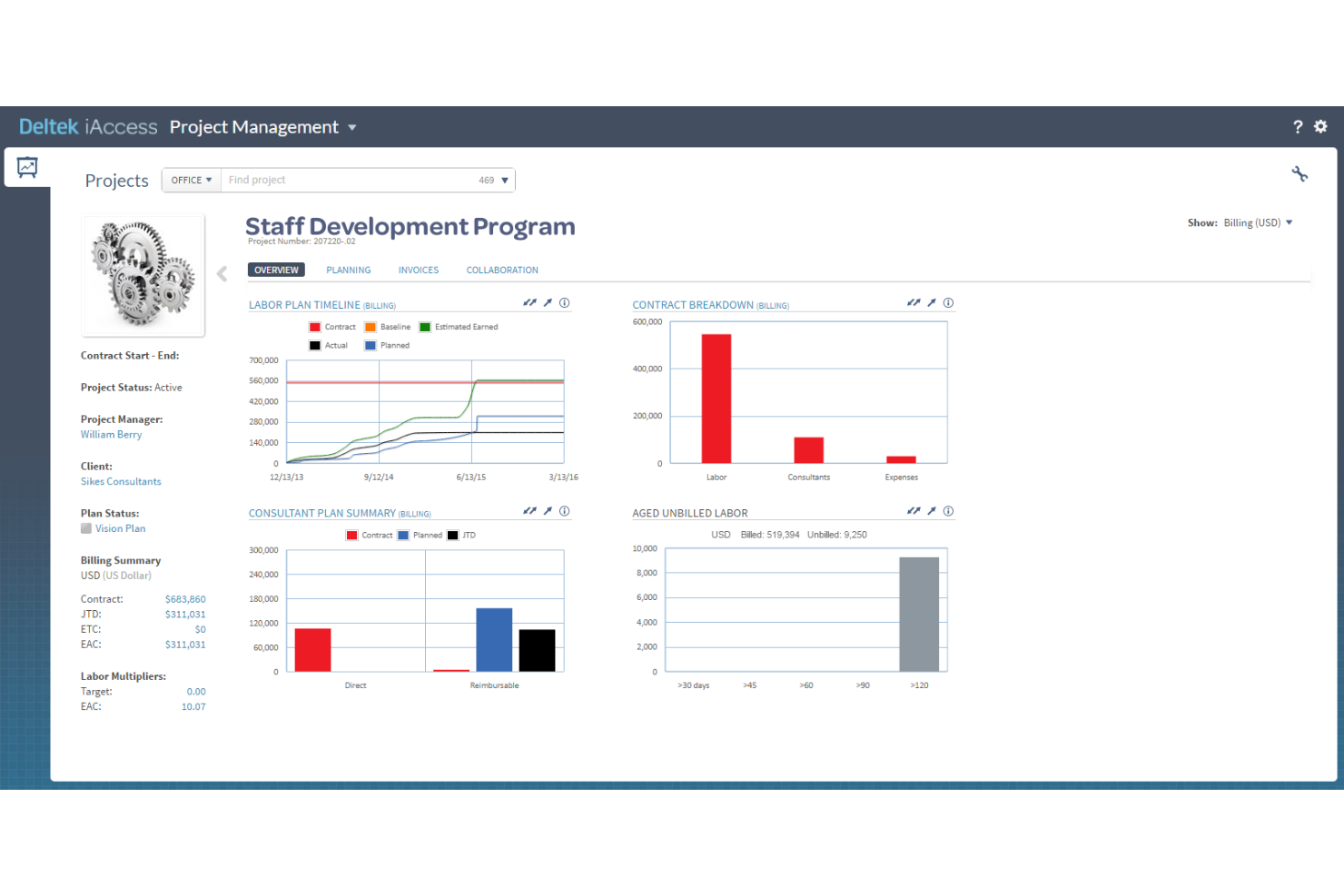 Deltek Vision screenshot - 10 Mejores Software ERP Basados en Proyectos Revisados para 2026