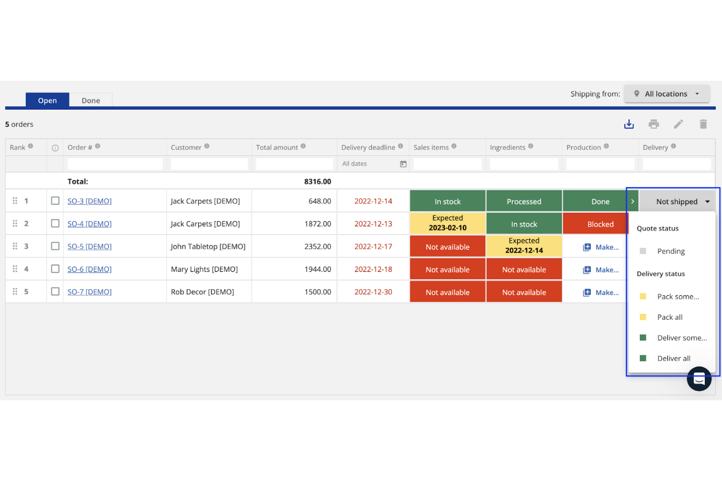 Katana screenshot - I 10 migliori software ERP per la produzione discreta nel 2026