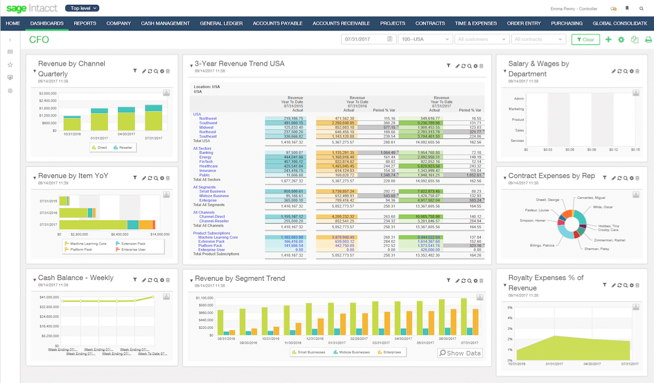 Sage Intacct screenshot - 10 mejores alternativas a ERP revisadas en 2026