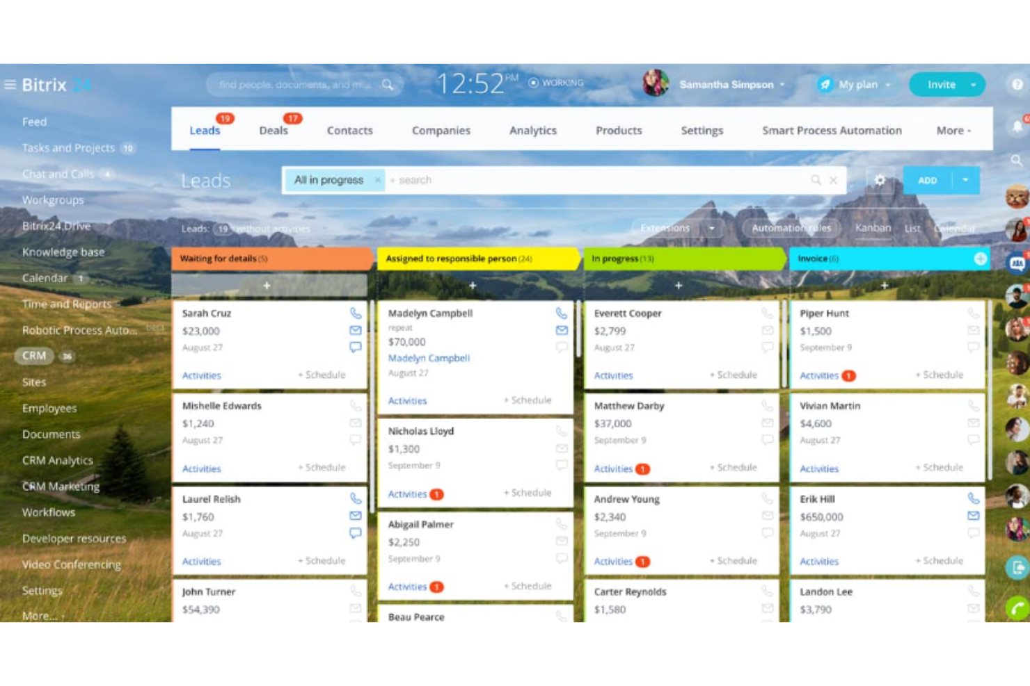 Bitrix24 screenshot - 10 Mejores ERP para la Industria de Servicios Analizados en 2026