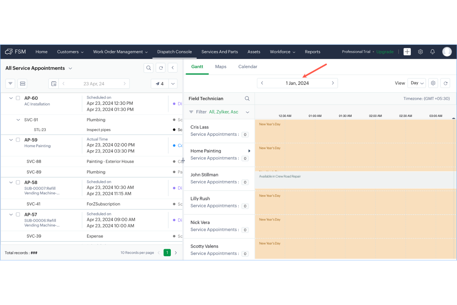 Zoho FSM screenshot - 10 Mejores Software ERP para Servicios de Campo Analizados en 2026