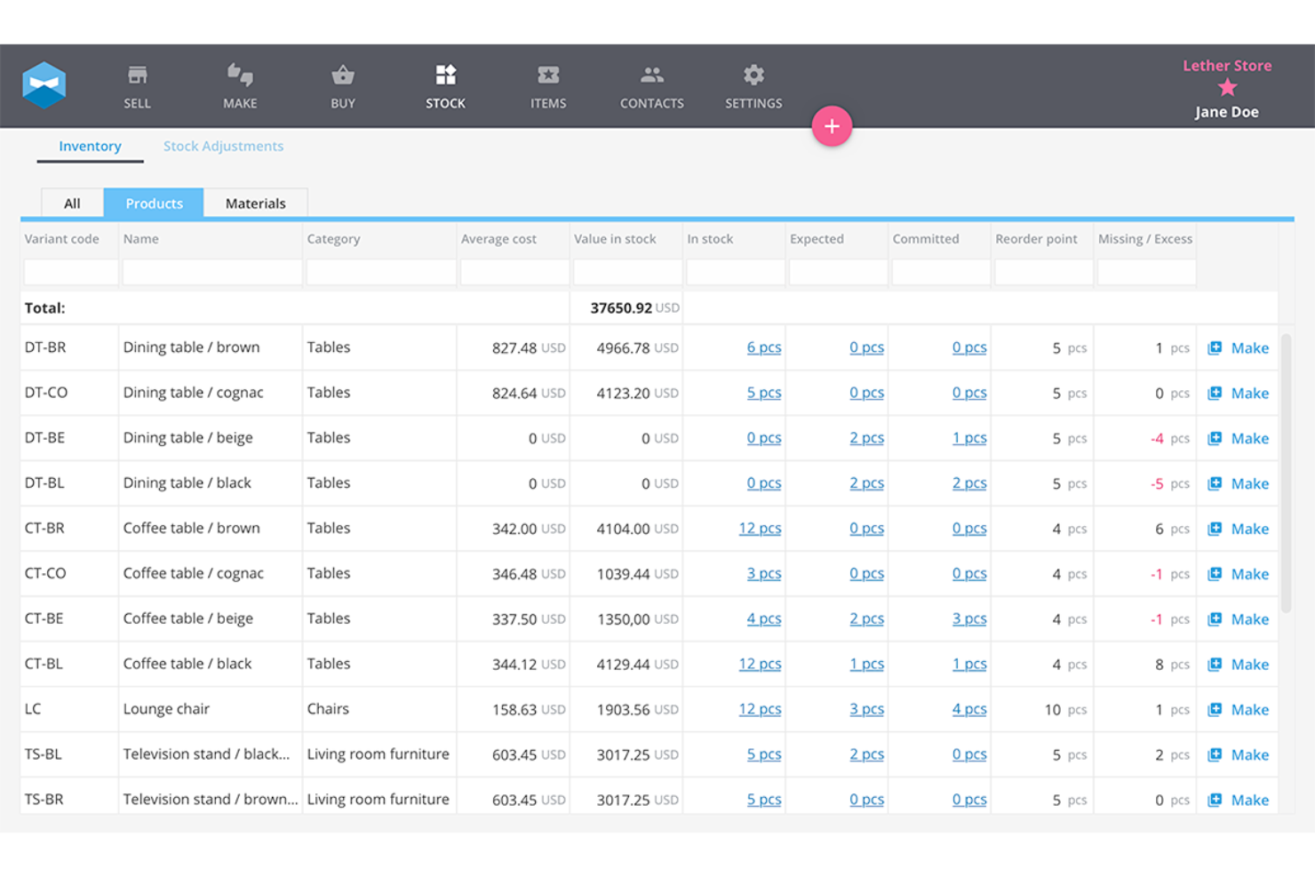 Katana screenshot - I 10 migliori software ERP per officine nel 2026