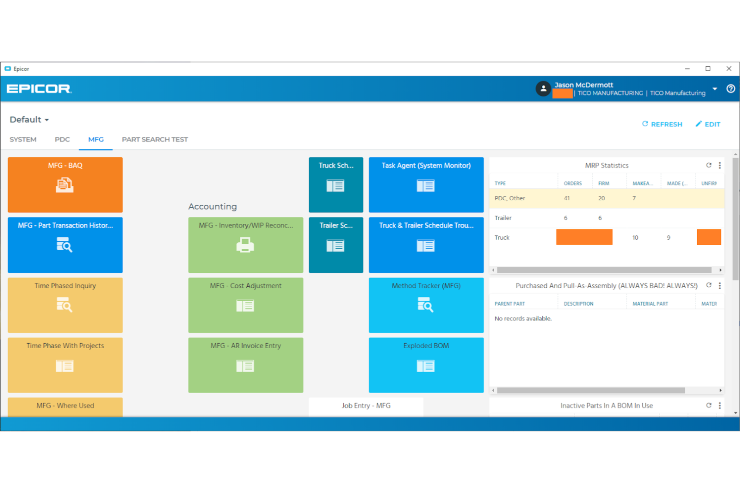 Epicor screenshot - I 10 migliori software ERP per officine nel 2026