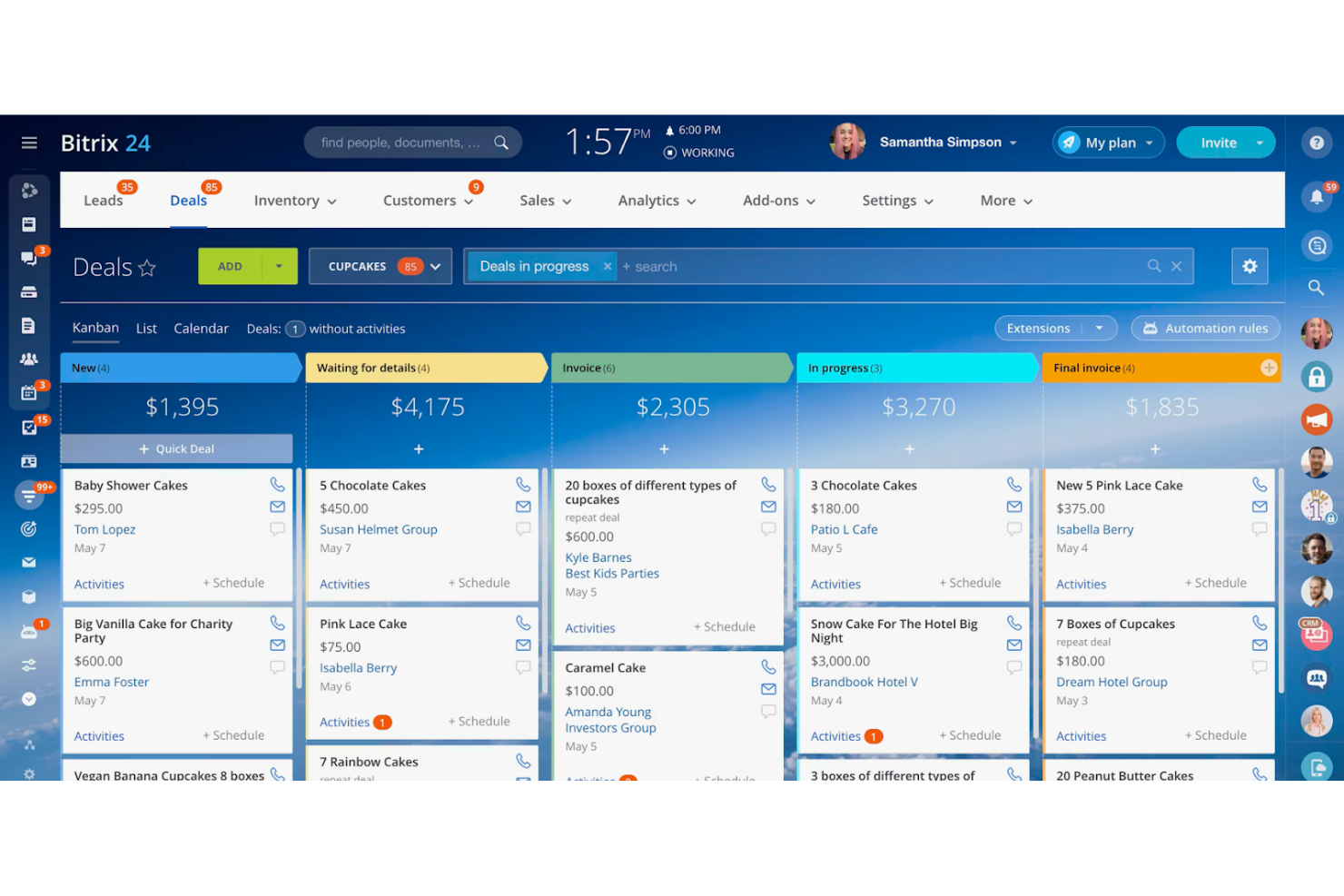 Bitrix24 screenshot - Le 10 migliori soluzioni ERP per i servizi professionali recensite nel 2026