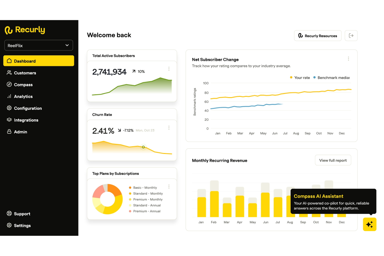 Recurly screenshot - Le 10 Migliori Soluzioni Software di Fatturazione per Aziende nel 2026