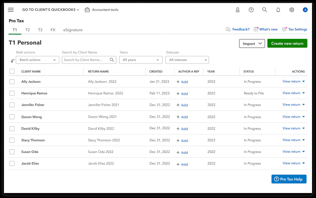 Intuit ProFile Tax screenshot - Le 10 Migliori Soluzioni Software per le Imposte Aziendali Recensite nel 2026