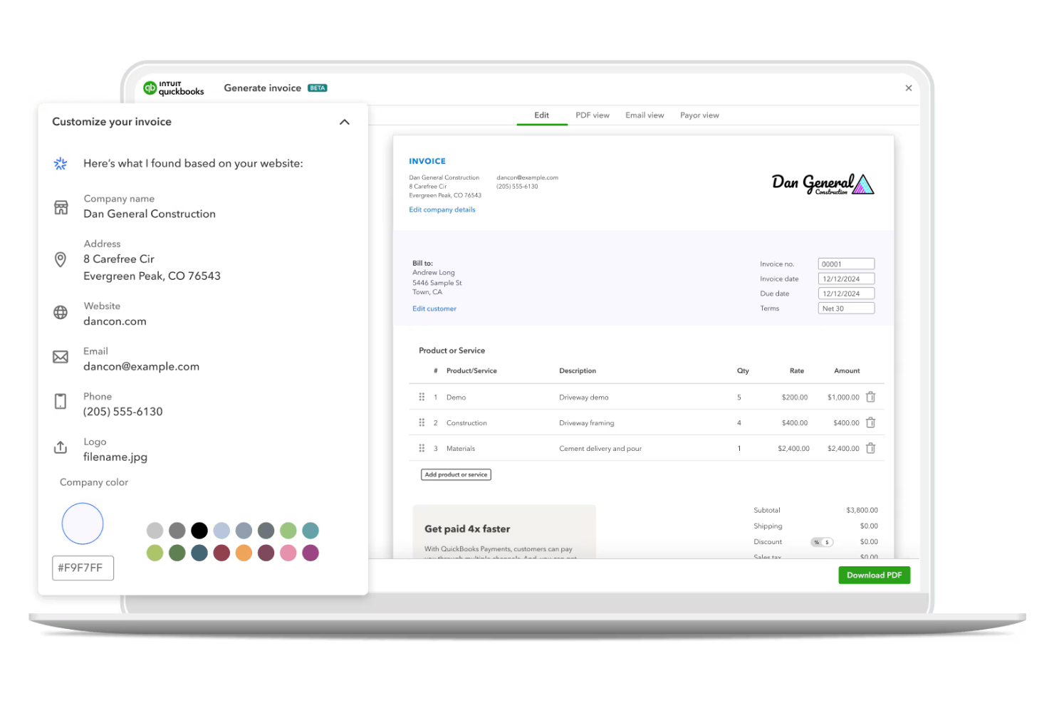 QuickBooks screenshot - Le 10 migliori soluzioni gratuite di fatturazione per piccole imprese nel 2026