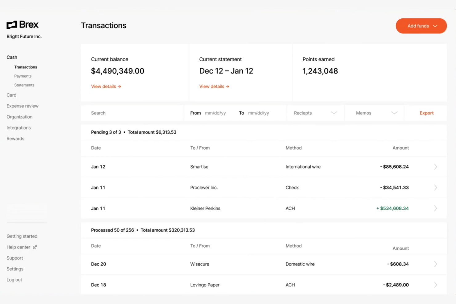 Brex screenshot - Le 10 migliori alternative a Expensify recensite nel 2026
