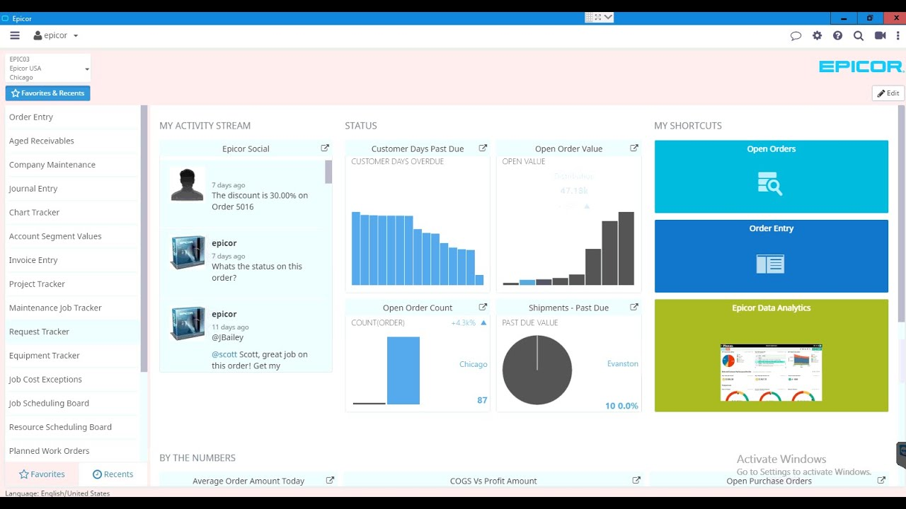 Epicor screenshot - Le 10 migliori soluzioni software ERP con IA recensite nel 2026