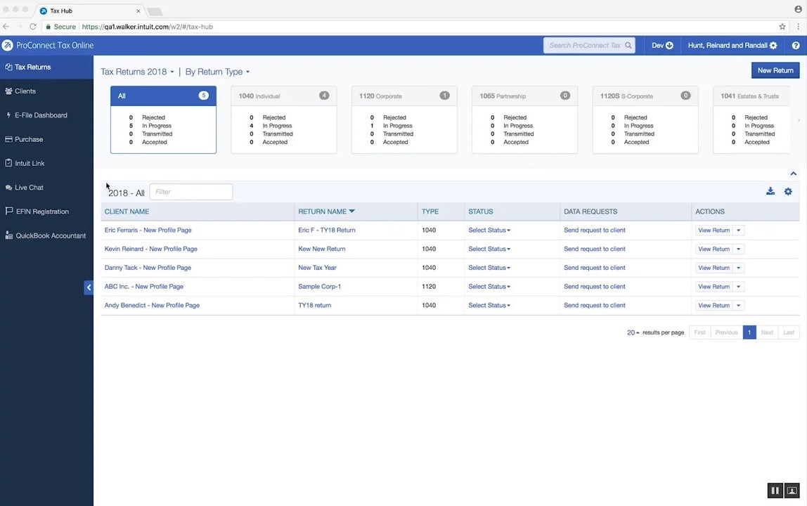 Intuit ProConnect Tax screenshot - Le 10 Migliori Soluzioni Software per le Imposte Aziendali Recensite nel 2026