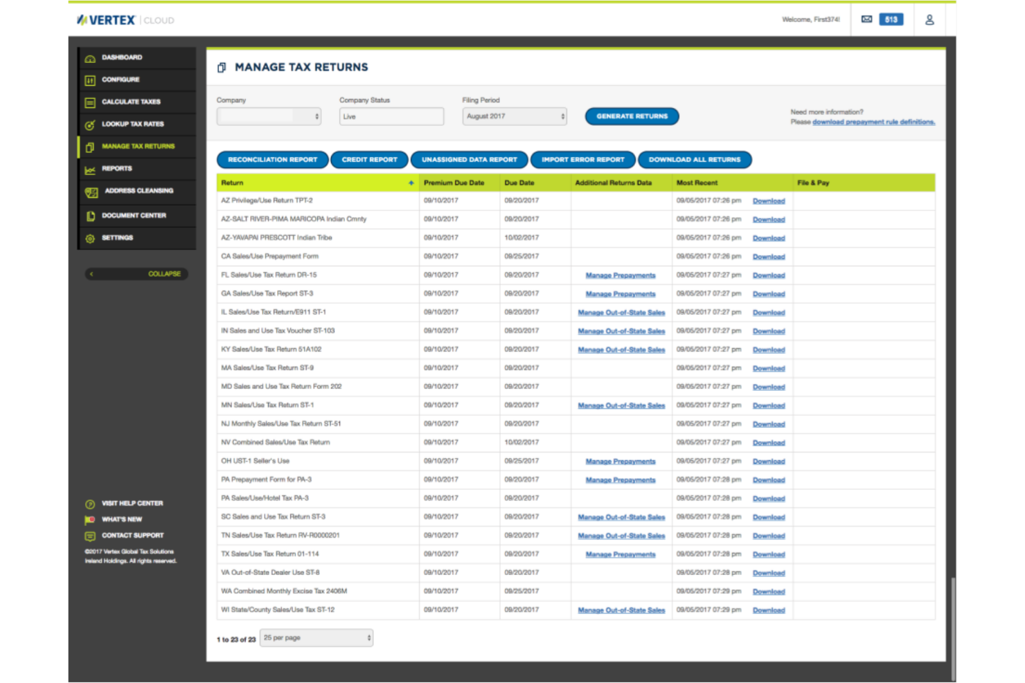 Vertex screenshot - 10 Mejores Alternativas a TaxJar Analizadas en 2026