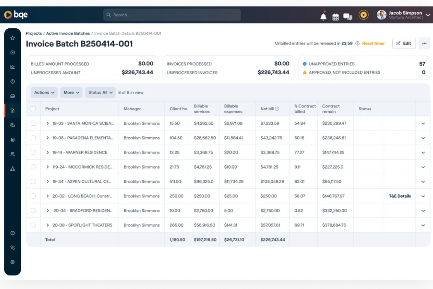 BQE screenshot - Le 10 Migliori Soluzioni Software di Fatturazione per Aziende nel 2026