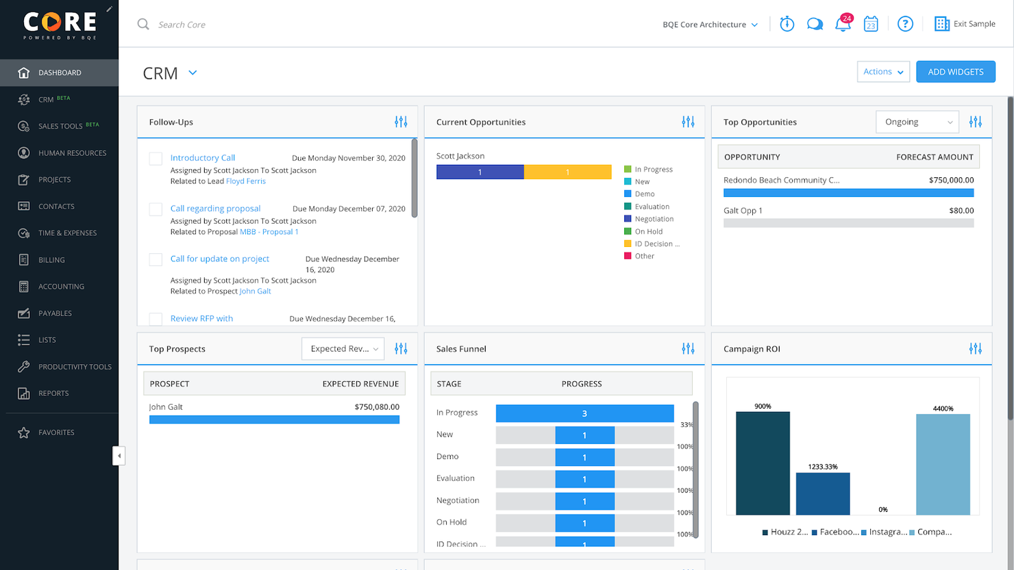 BQE Core screenshot - I 10 migliori software di contabilità con portali per clienti nel 2026