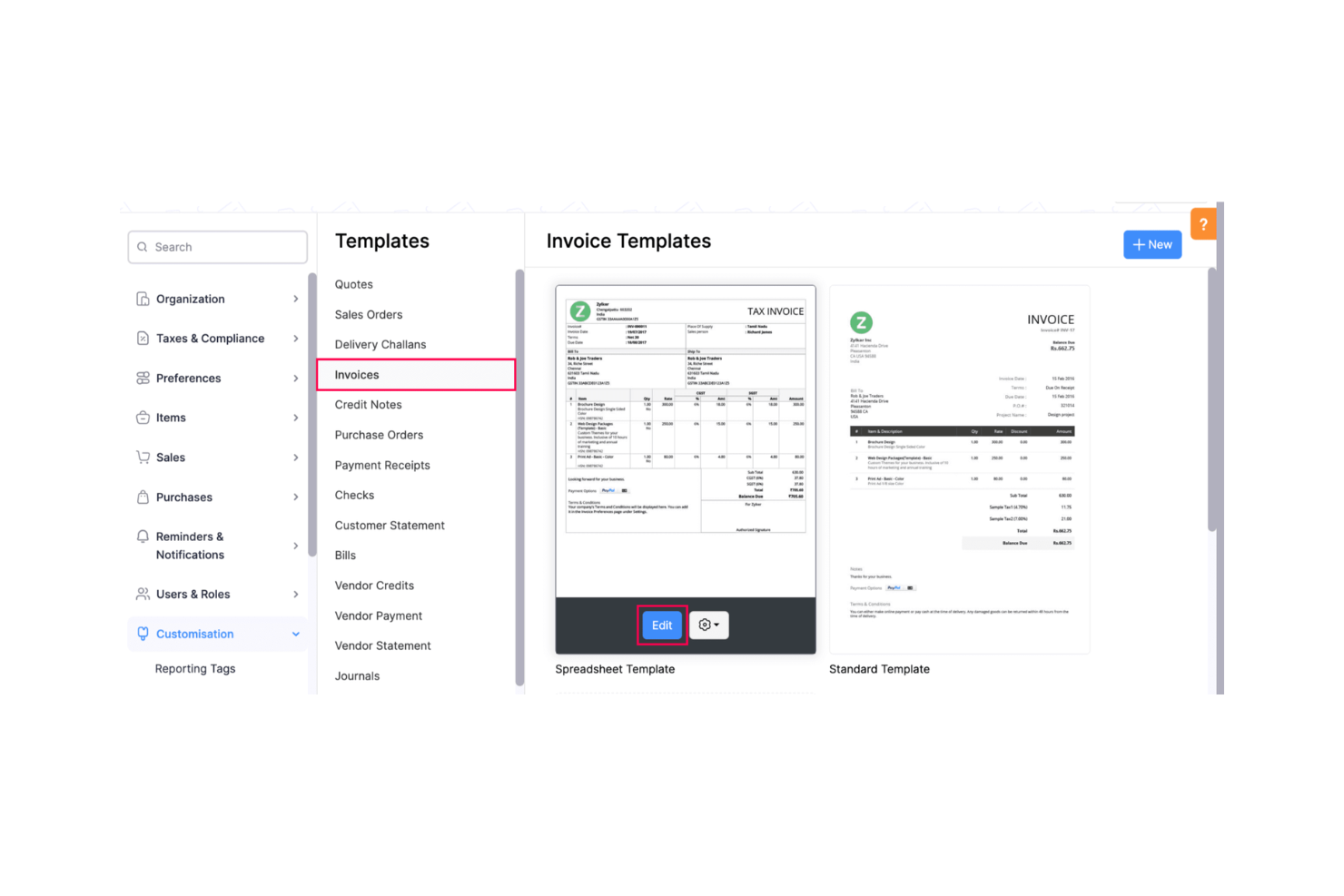 Zoho Books screenshot - 10 Mejores Programas de Facturación SaaS Evaluados en 2026