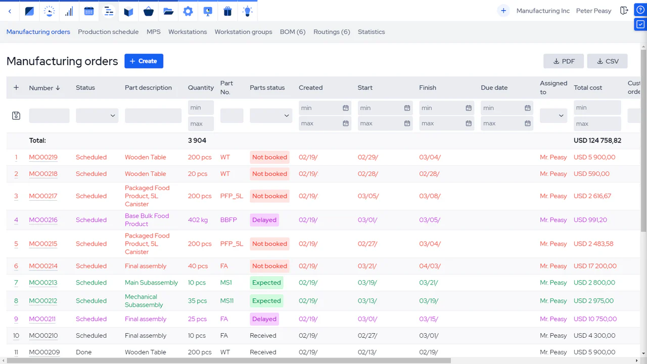MRPeasy screenshot - Las 10 Mejores Soluciones de Software Contable para Manufactura en 2026