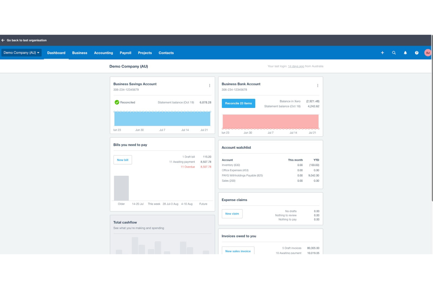 Xero screenshot - 10 Mejores Programas de Cuentas por Pagar para Pequeñas Empresas 2026