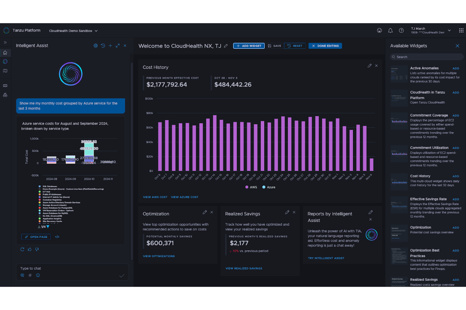 VMware Tanzu CloudHealth screenshot - 10 beste softwareprogramma’s voor financieel cloudbeheer, beoordeeld in 2026