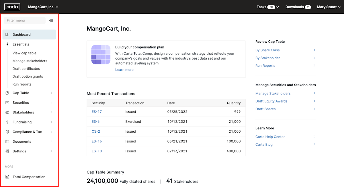 Carta screenshot - 10 beste software voor aandelenbeheer beoordeeld in 2026