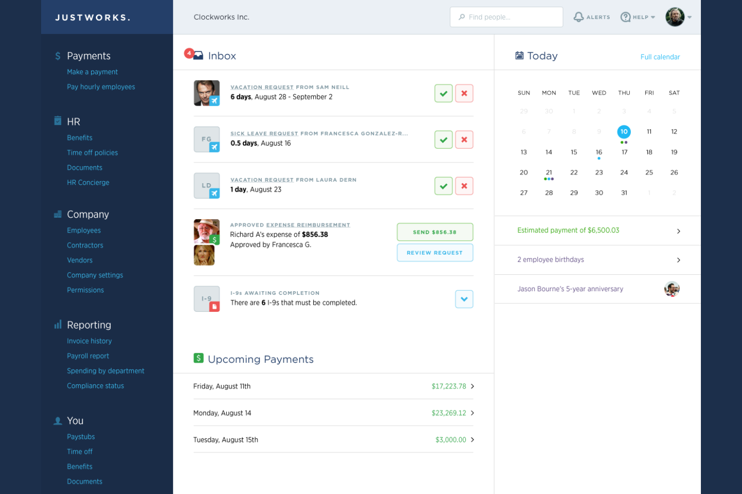 Justworks screenshot - 10 beste alternatieven voor TriNet in 2026