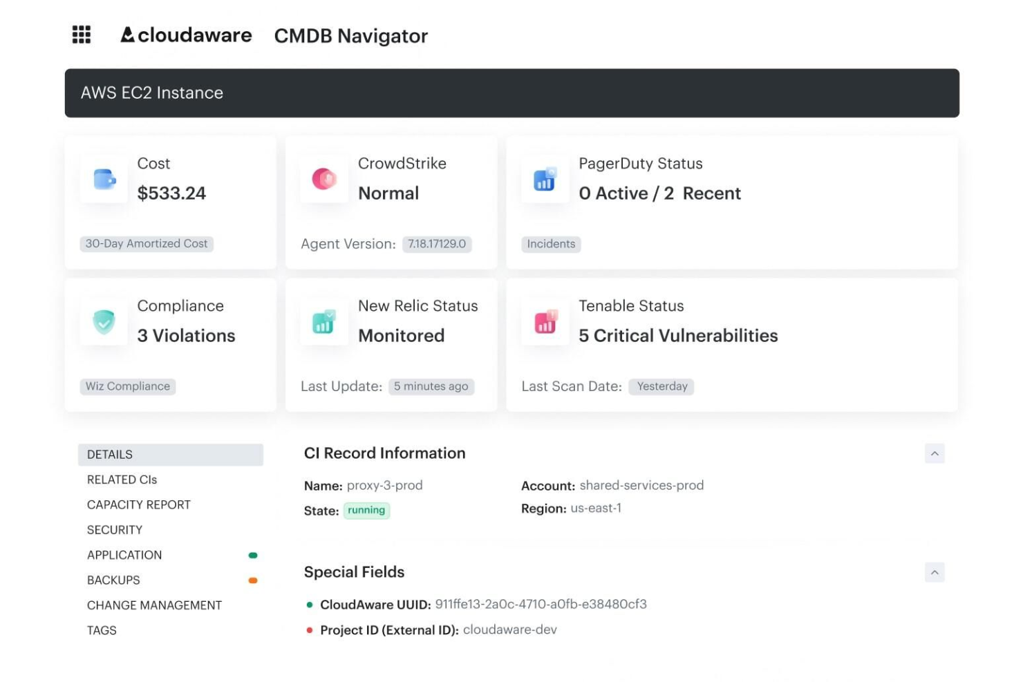 Cloudaware FinOps screenshot - 10 beste softwareprogramma’s voor financieel cloudbeheer, beoordeeld in 2026