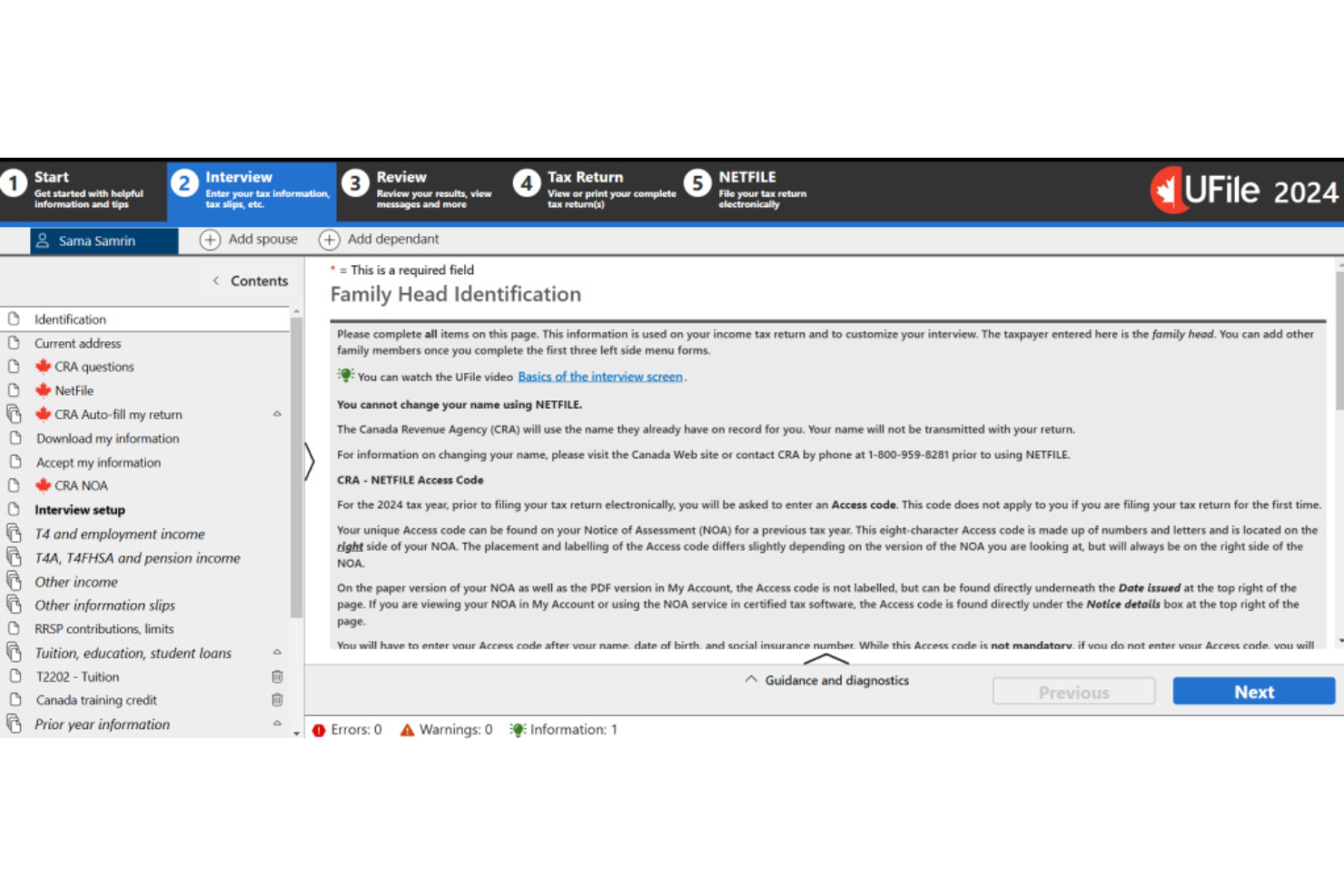 UFile screenshot - 10 beste belastingsoftware voor Canada in 2026