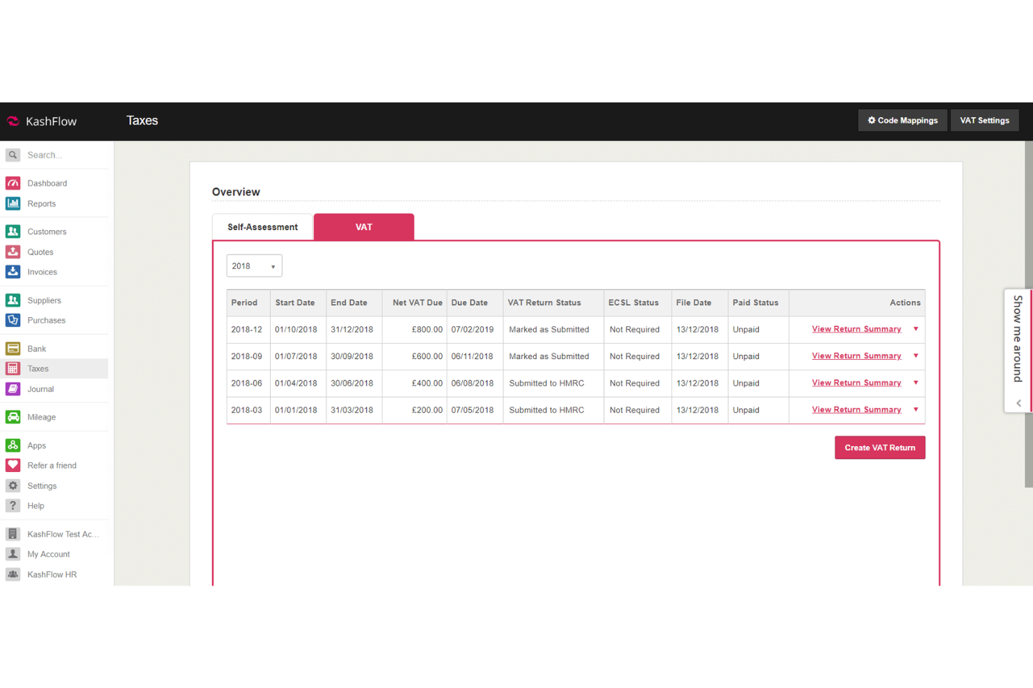 KashFlow screenshot - 10 beste Britse belastingsoftware in 2026