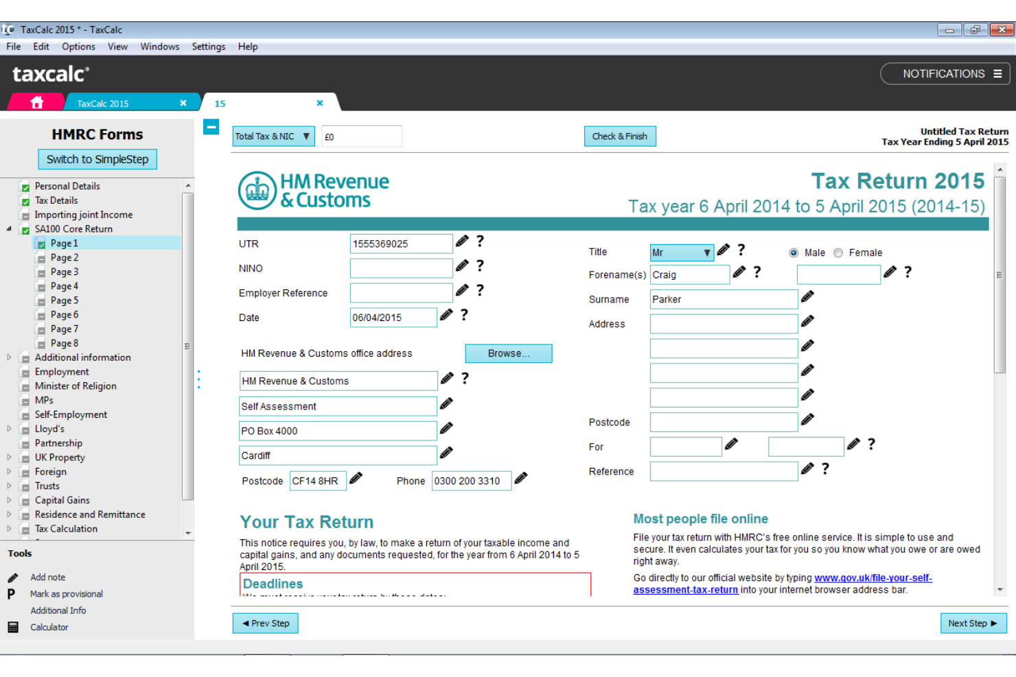 TaxCalc screenshot - 10 beste belastingsoftware in Australië voor 2026