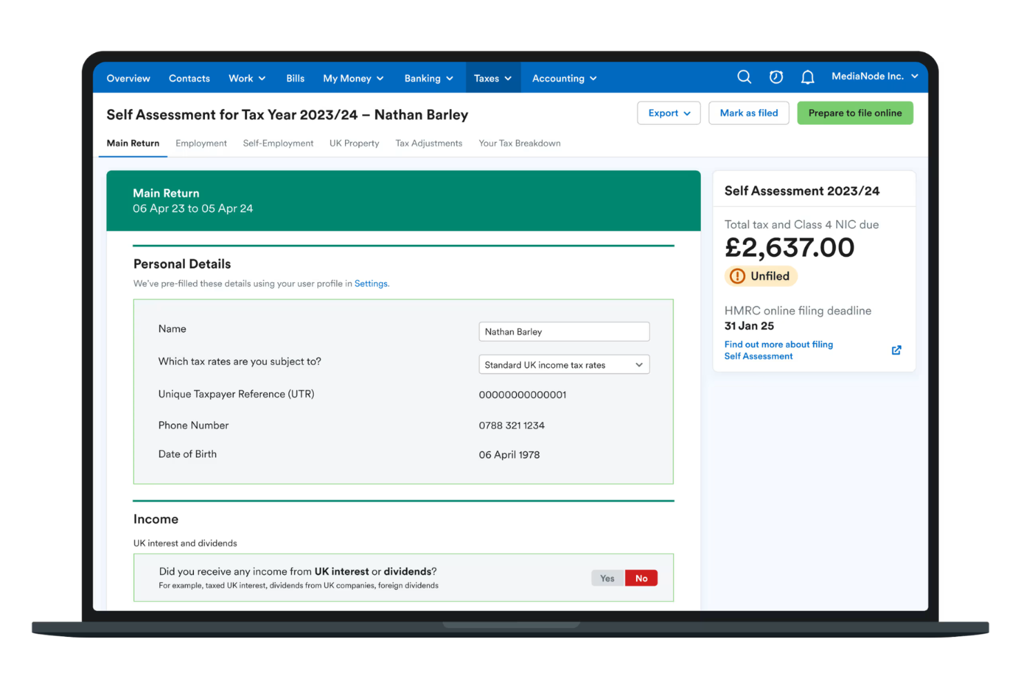 FreeAgent screenshot - 10 beste Britse belastingsoftware in 2026