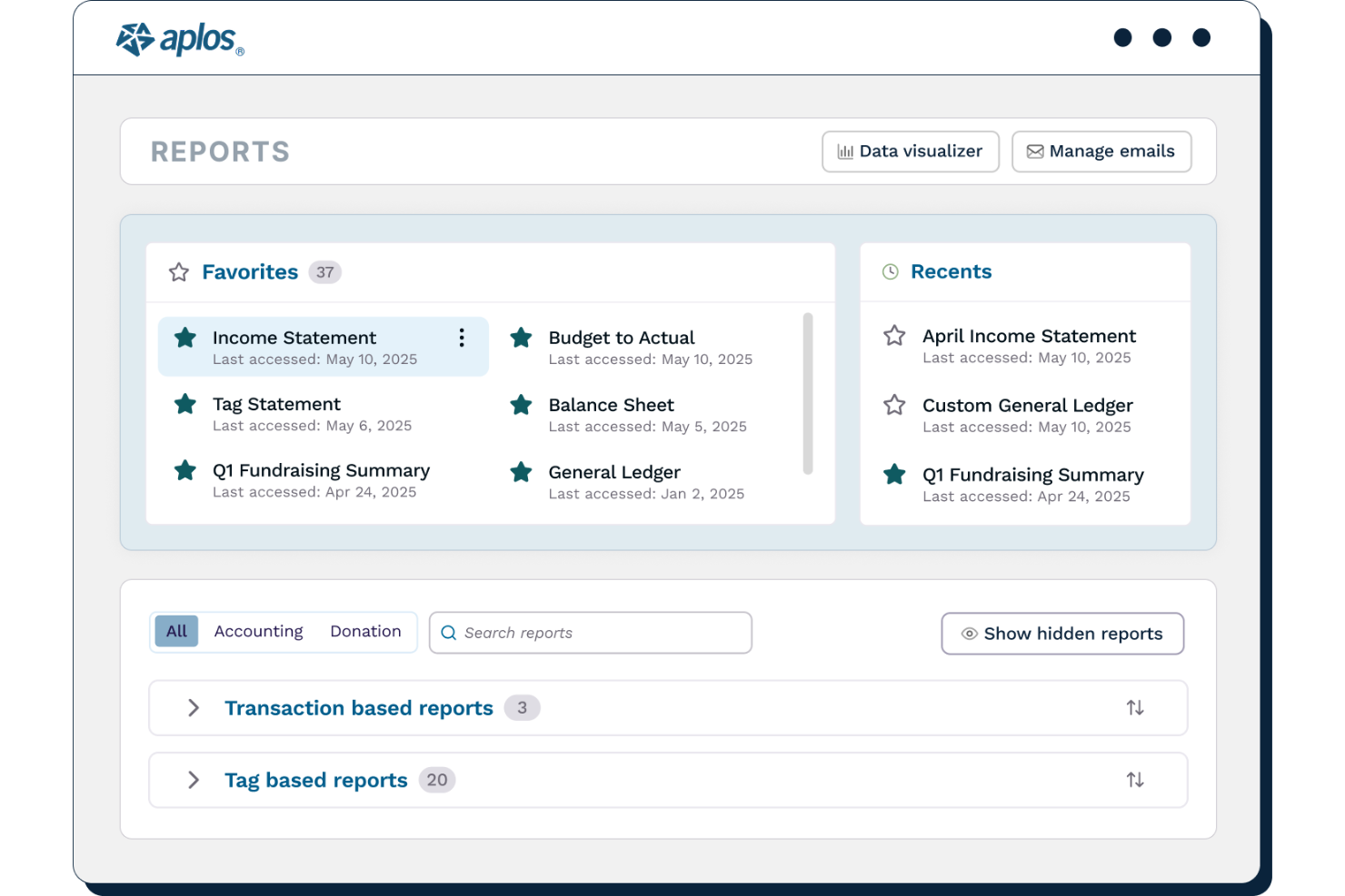 Aplos screenshot - 10 softwareprogramma’s voor onkostenbeheer voor non-profitorganisaties in 2026