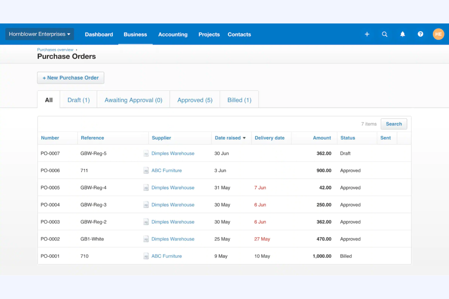 Xero screenshot - 17 beste software voor inkooporders voor kleine bedrijven (2026)