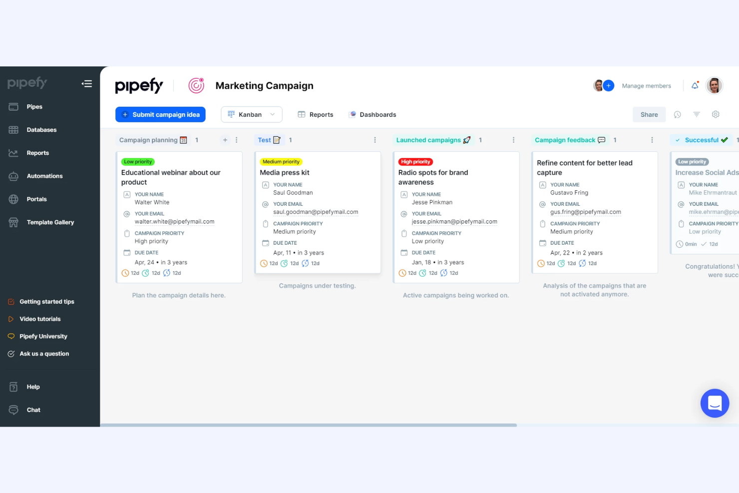 Pipefy screenshot - 17 beste software voor inkooporders voor kleine bedrijven (2026)