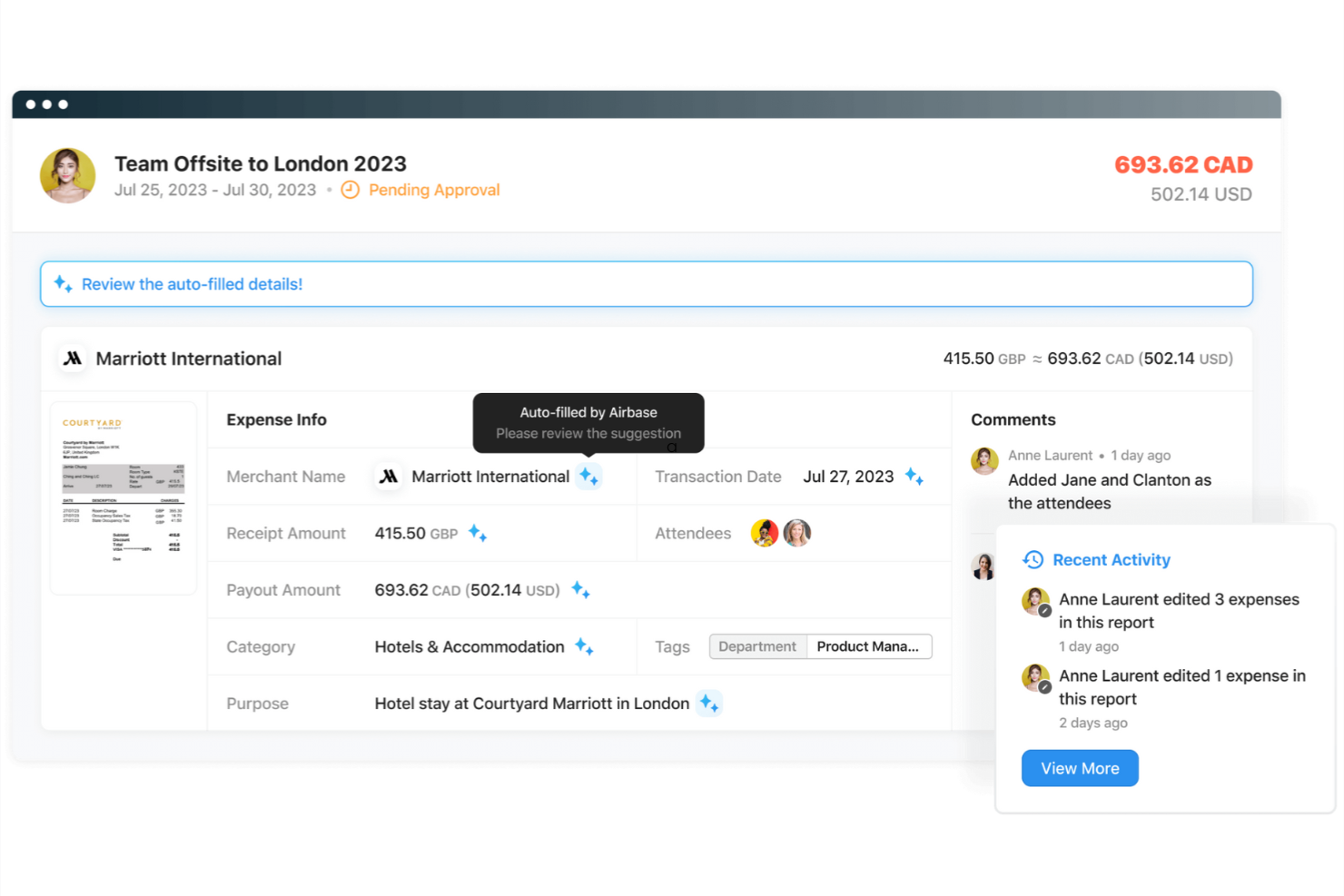 Airbase screenshot - 10 beste softwareoplossingen voor uitgavenbeheer van 2026