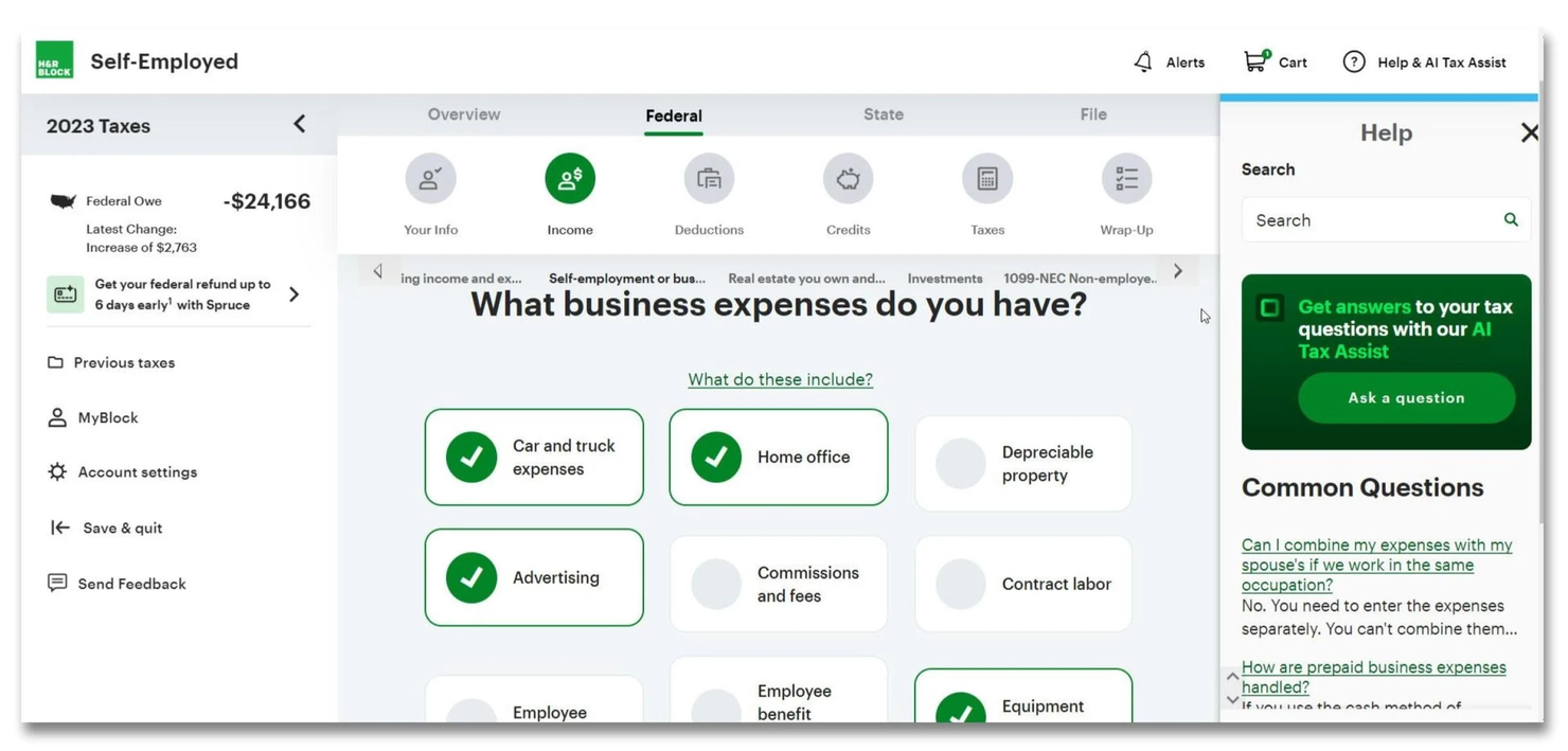 H&amp;R Block screenshot - 10 beste belastingsoftware voor kleine bedrijven, beoordeeld in 2026