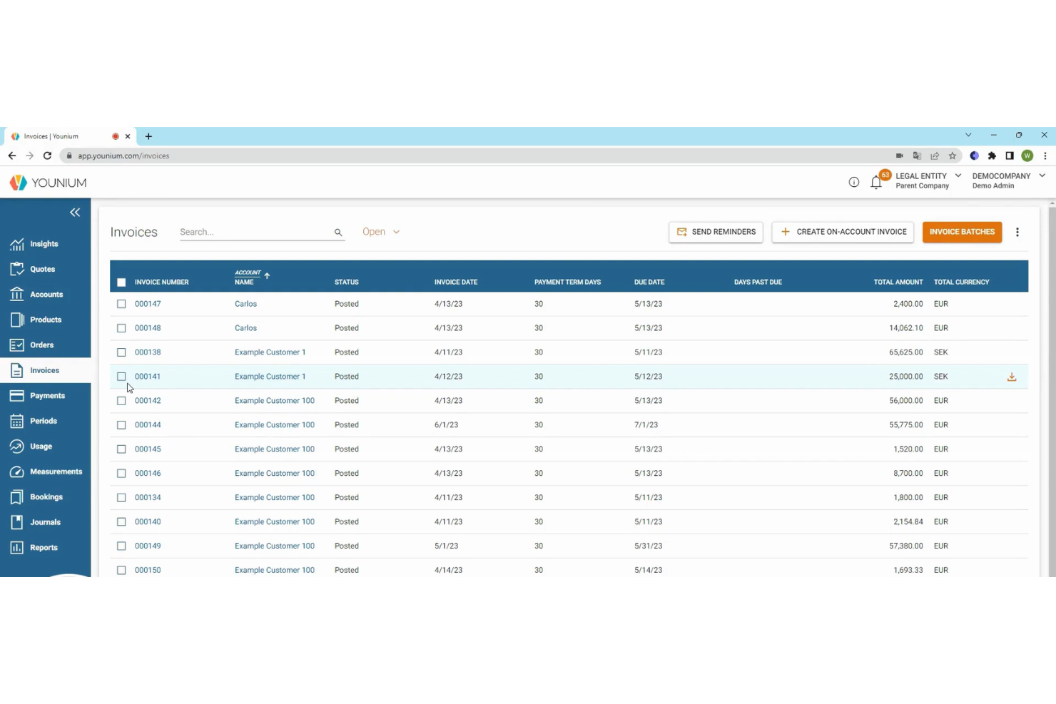Younium screenshot - 10 beste boekhoudsoftware voor meerdere valuta in 2026