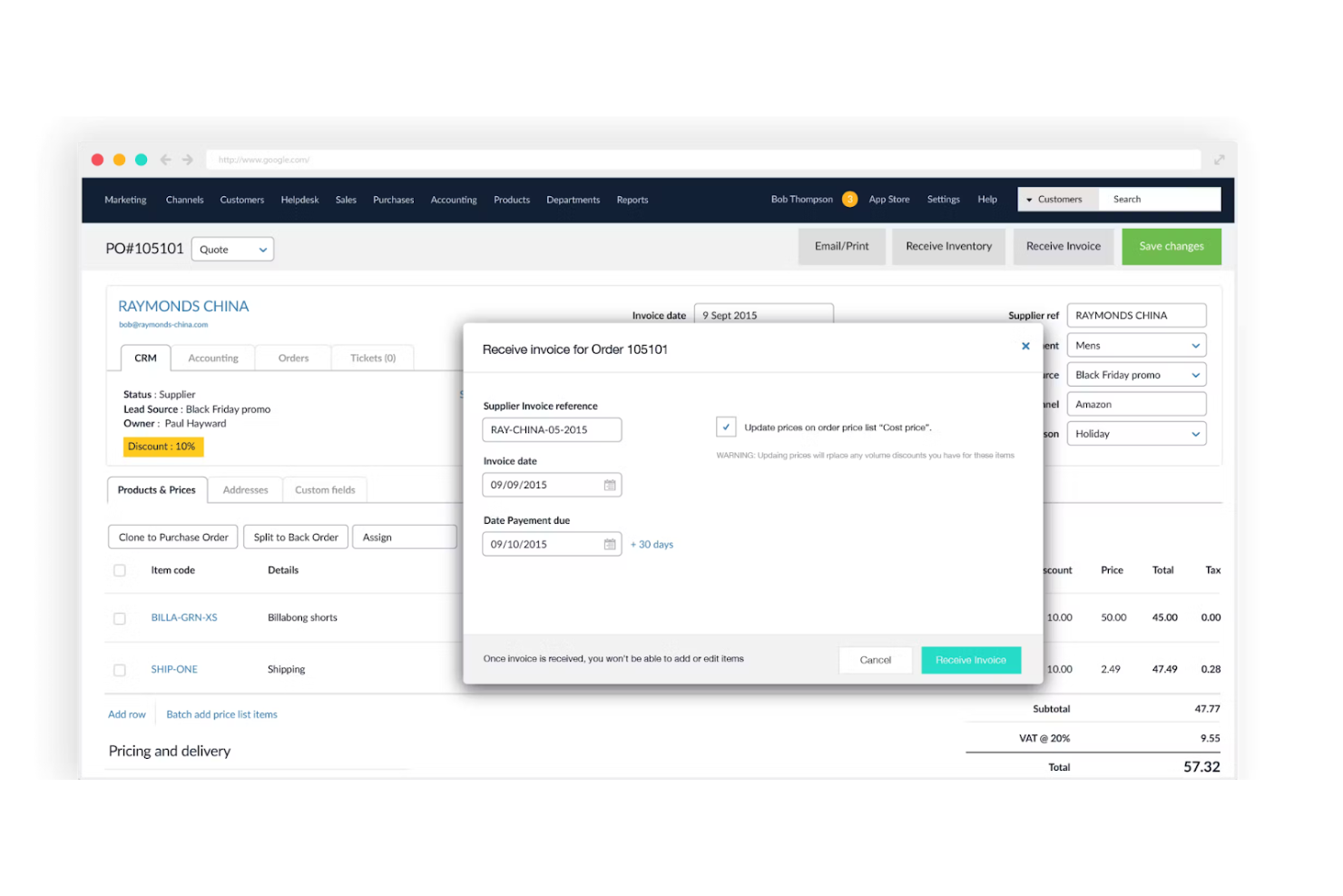 Brightpearl screenshot - 10 beste financiële ERP-software in 2026