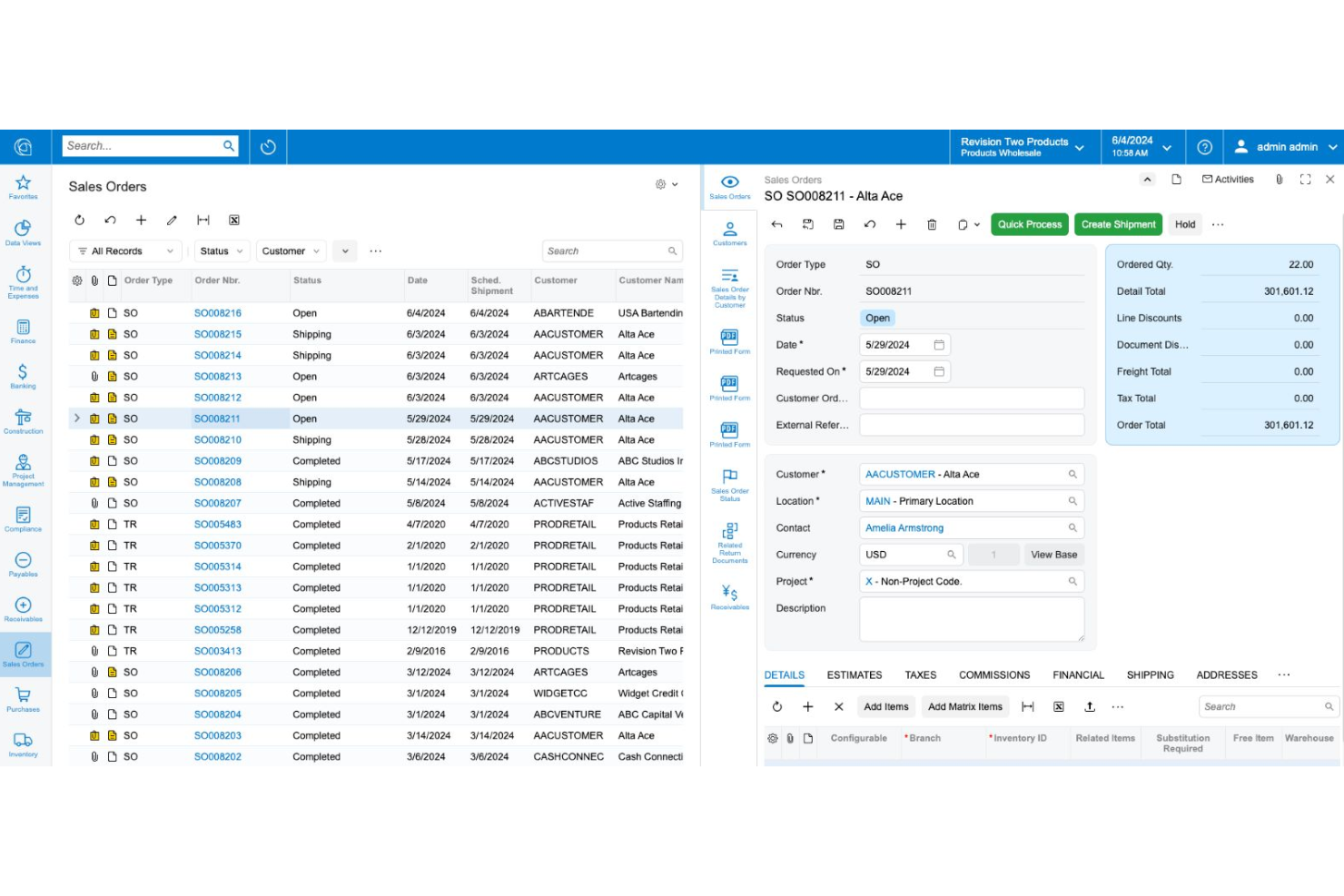 Acumatica screenshot - 10 beste ERP-software voor kleine bedrijven beoordeeld in 2026