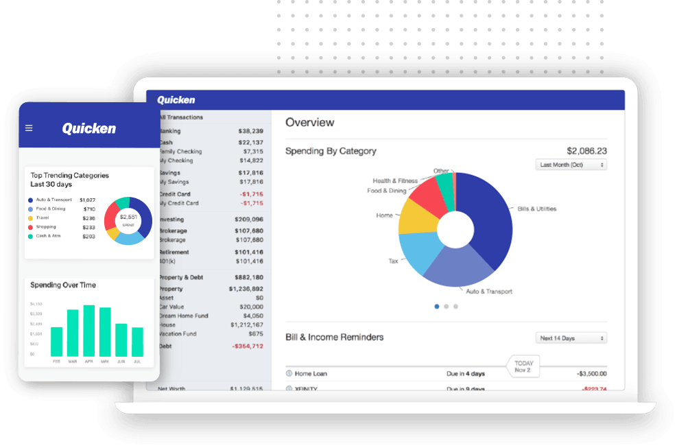 Quicken screenshot - 10 Beste boekhoudsoftware voor non-profitorganisaties in 2026