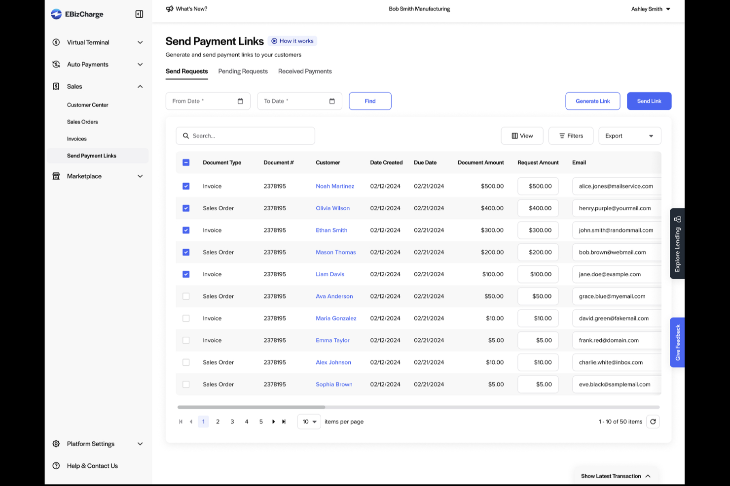 EBizCharge screenshot - 10 beste software voor automatisering van debiteurenbeheer voor 2026