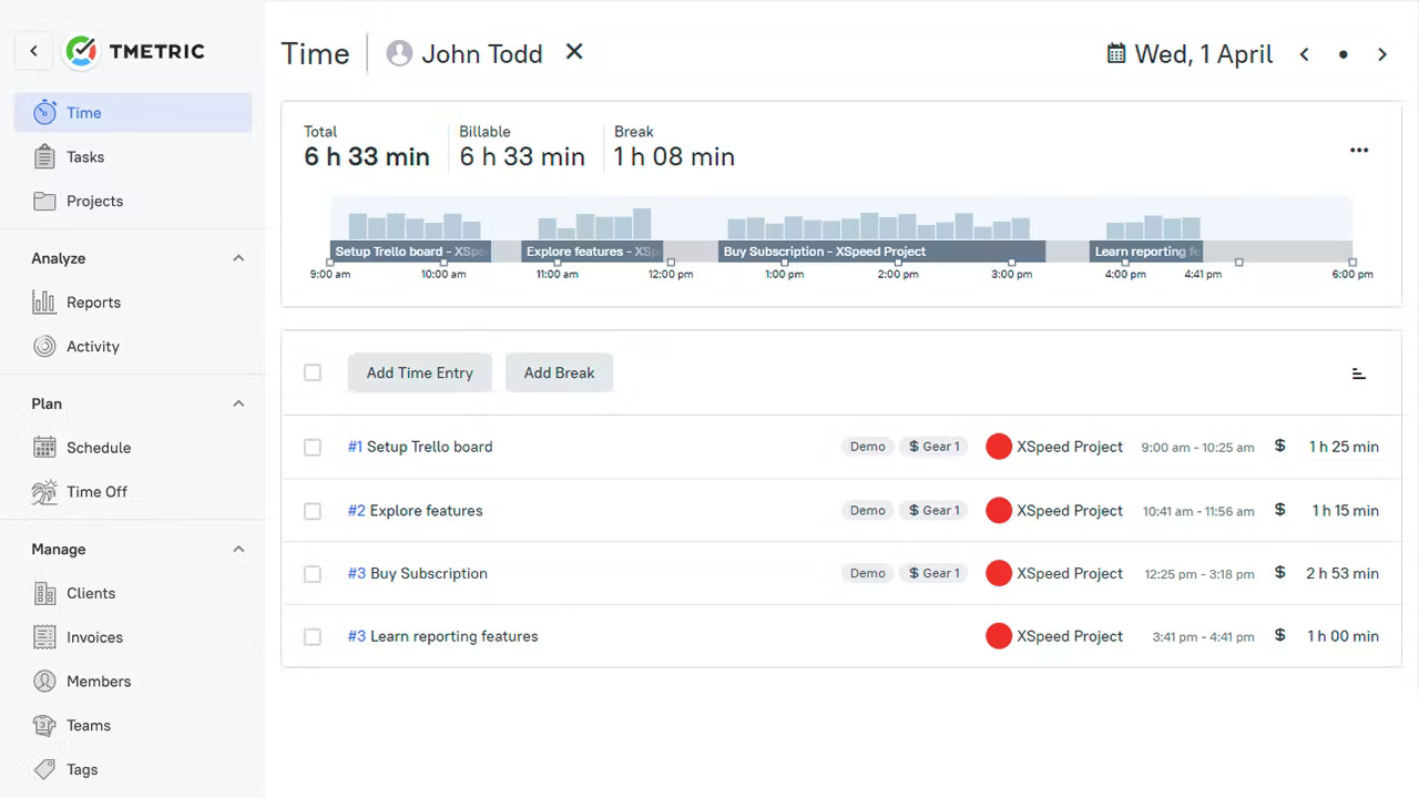 TMetric screenshot - 10 beste software voor tijdregistratie en facturatie in 2026