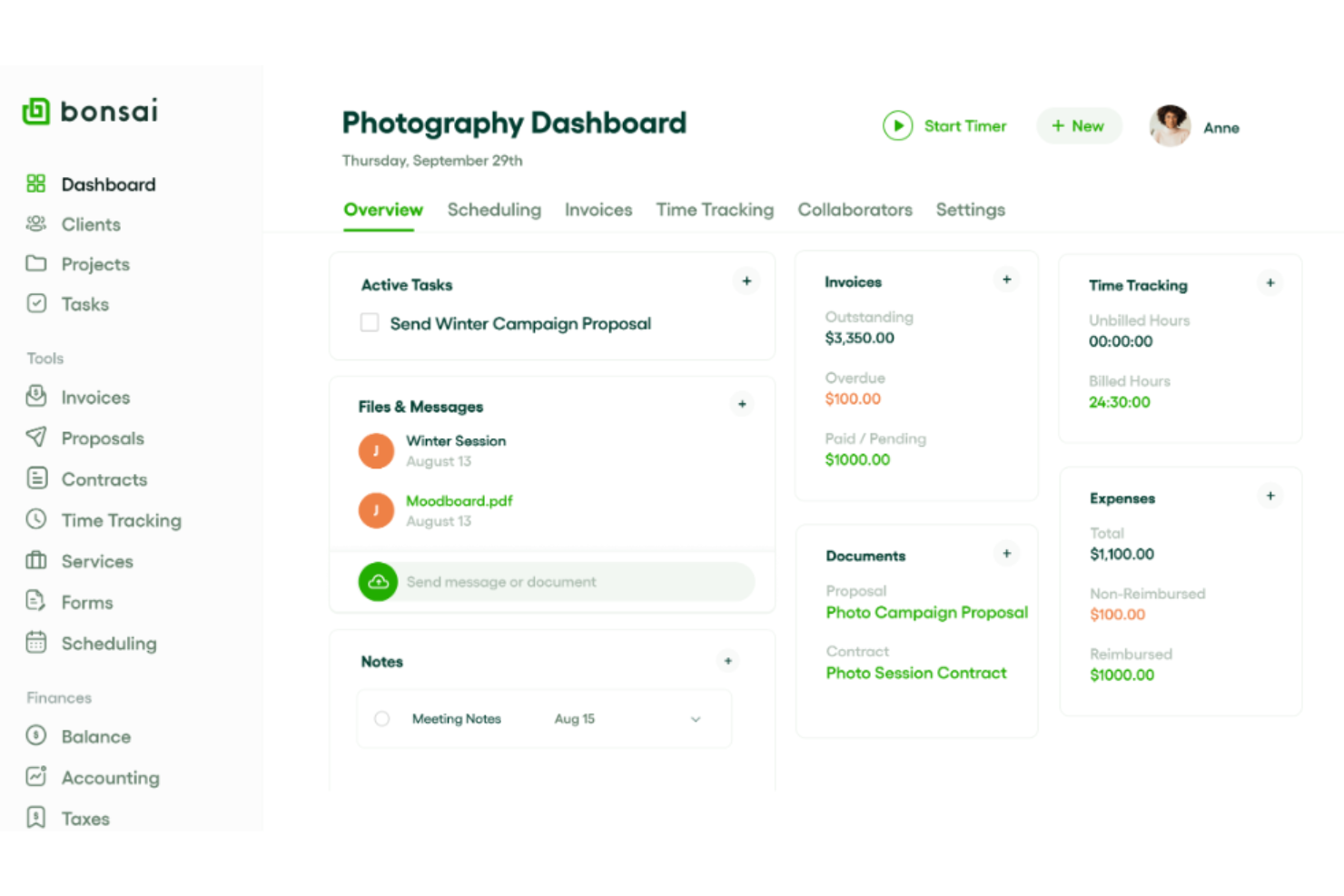 Bonsai screenshot - 10 beste FreshBooks-alternatieven voor boekhouding in 2026