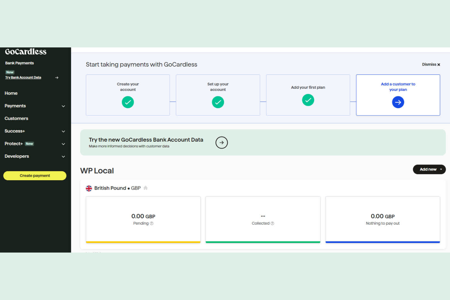 GoCardless screenshot - 10 beste API’s voor betalingsgateways, beoordeeld in 2026