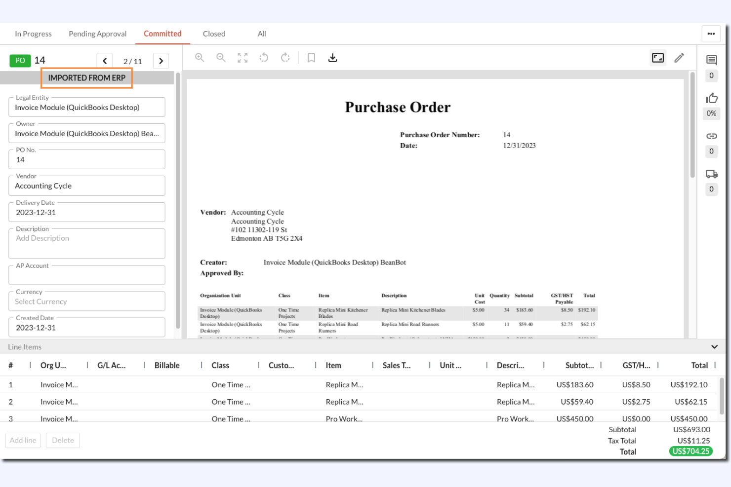 QuickBooks screenshot - 17 beste software voor inkooporders voor kleine bedrijven (2026)