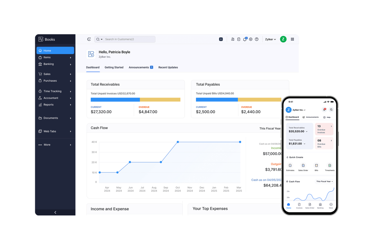Zoho Books screenshot - Die 10 besten Debitorenbuchhaltungssoftwares für kleine Unternehmen im Test 2026