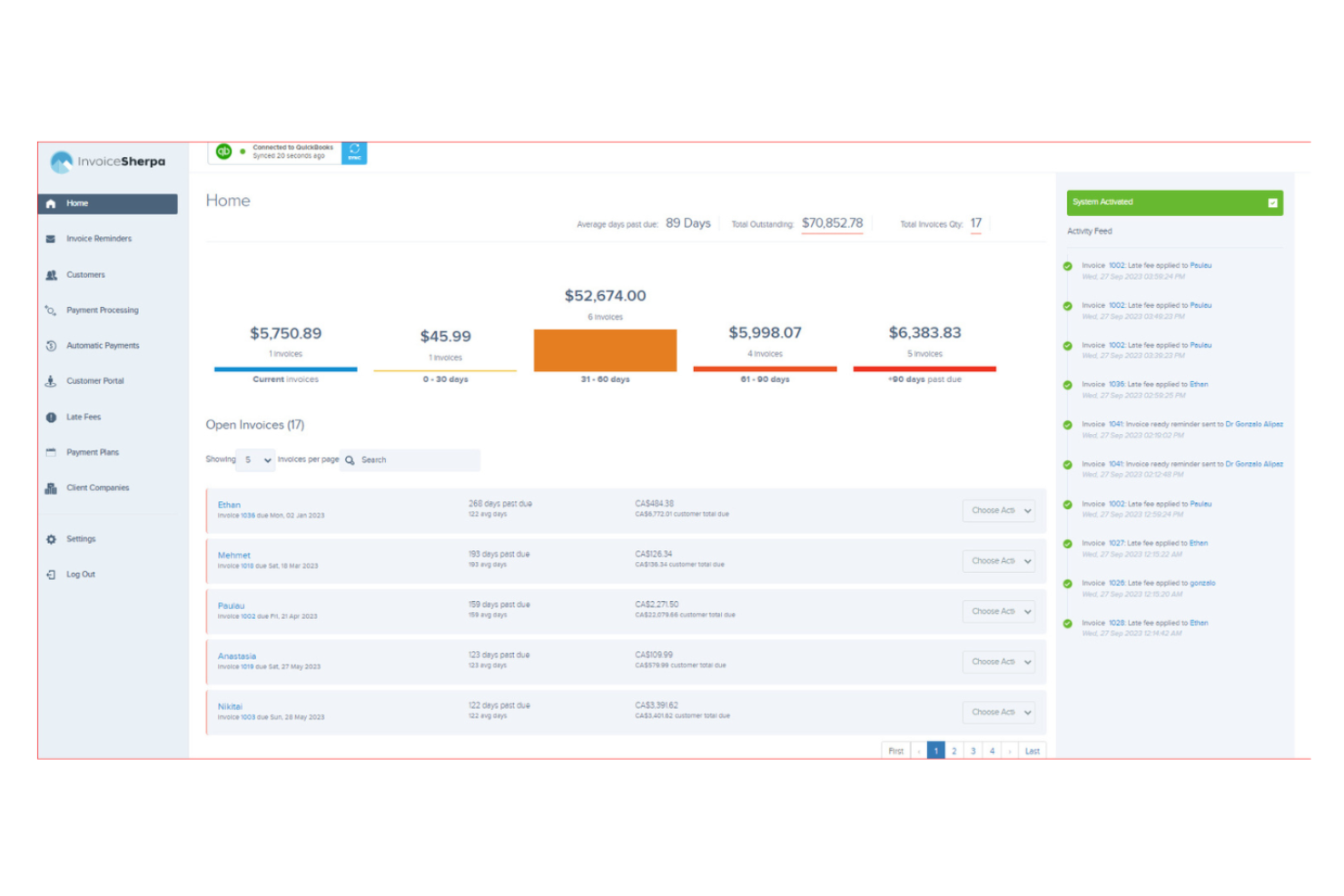InvoiceSherpa screenshot - Les 10 meilleurs logiciels de gestion des comptes clients pour les petites entreprises évalués en 2026