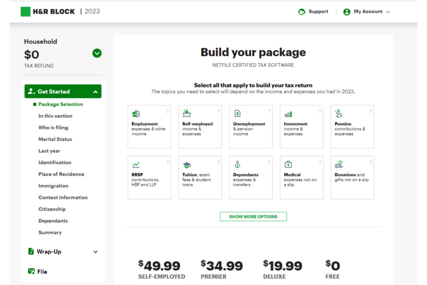 H&amp;R Block screenshot - 10 bästa skatteprogrammen för Kanada 2026