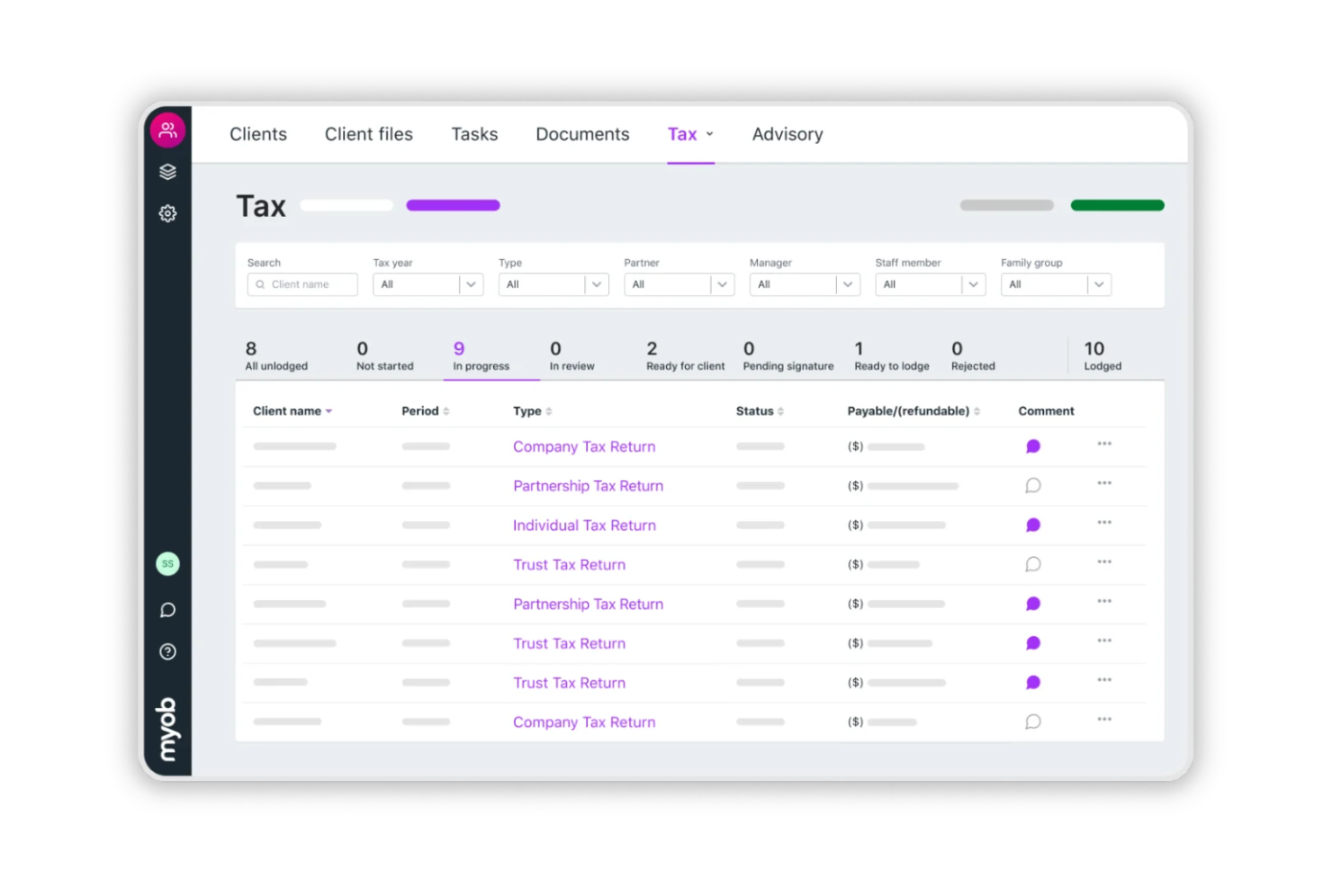 MYOB screenshot - 10 bästa skatteprogrammen i Australien 2026