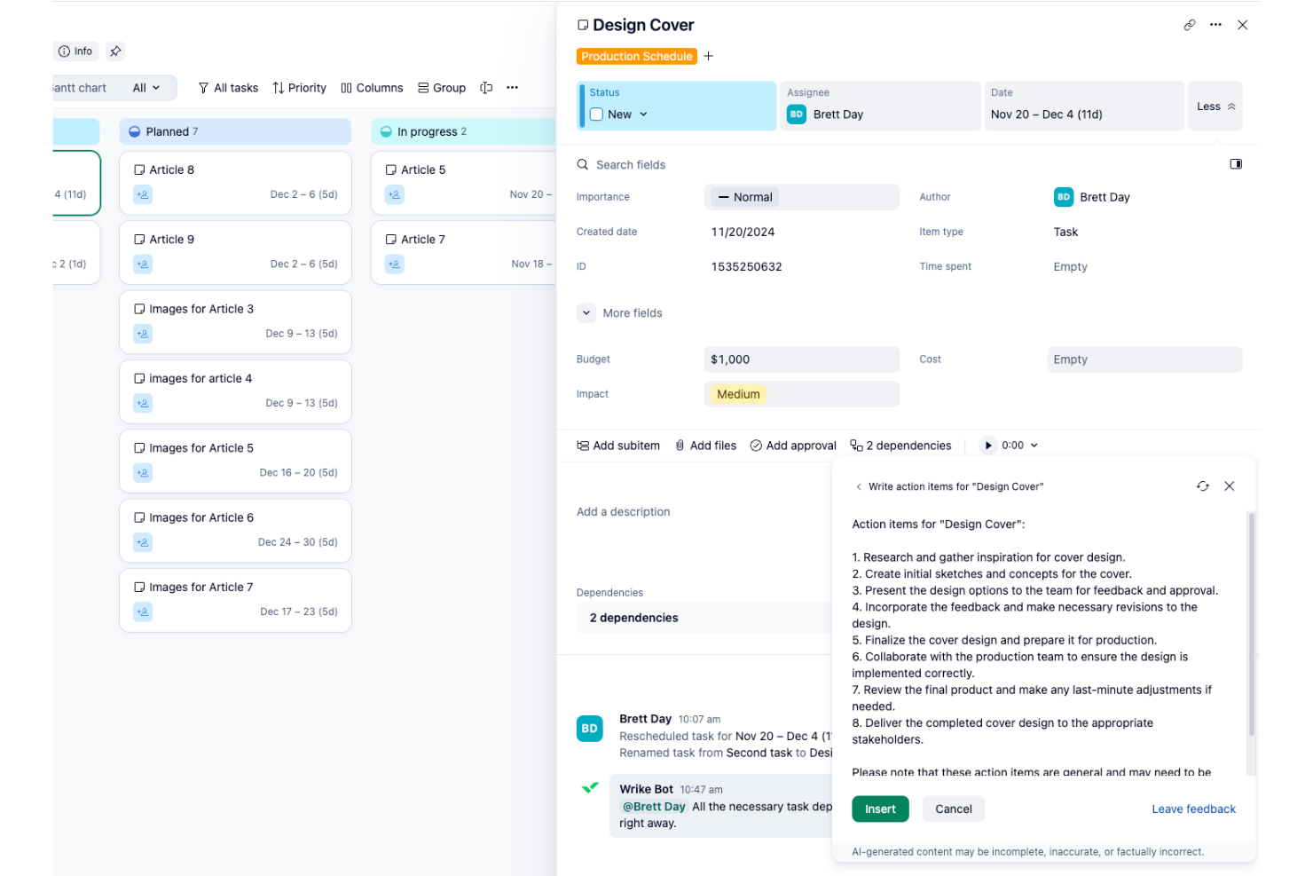 Wrike screenshot - 10 bästa ERP-programvarusystemen granskade av experter 2026