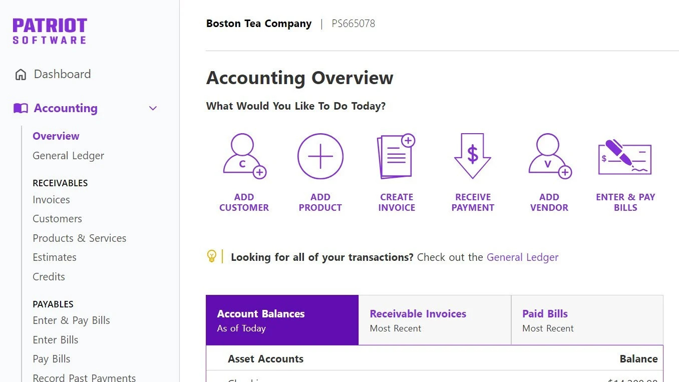 Patriot Accounting screenshot - 10 bästa bokföringsprogrammen för åkerier granskade 2026