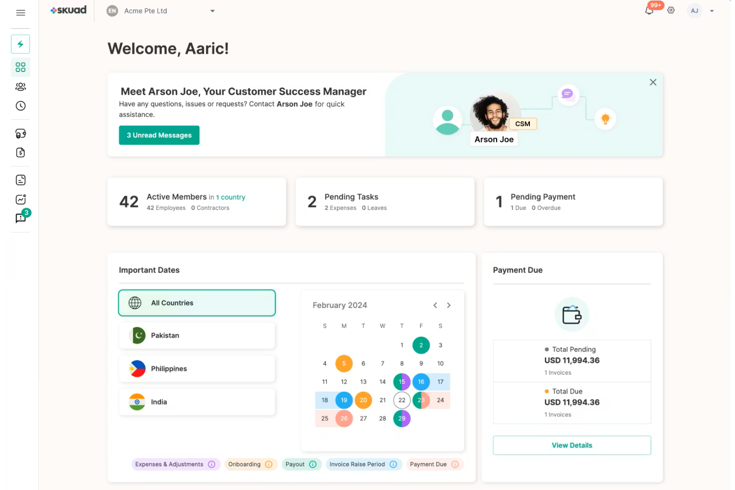 Payoneer Workforce Management screenshot - 10 mejores alternativas a Justworks para nóminas y RR. HH. en 2026